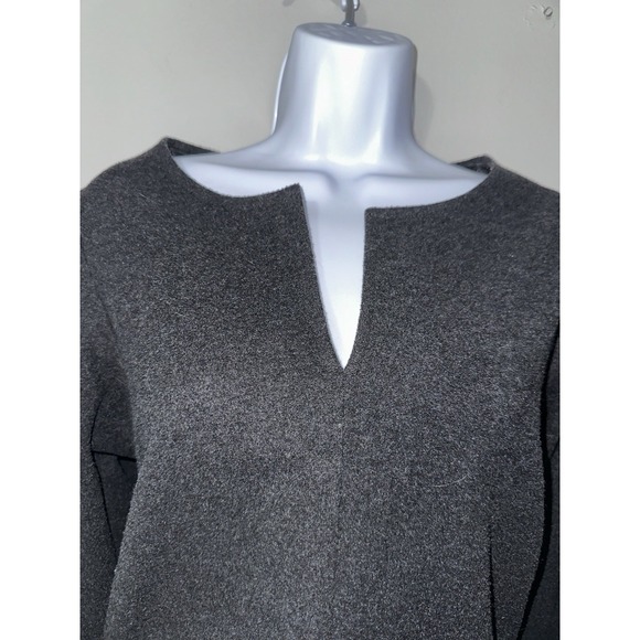 Shop‎ Meg Charcoal Grey Wool Feel V Neck Dress 3/4 Sleeve EUC Size M - Picture 2 of 6